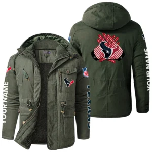 Houston Texans Windproof Fleece Jacket Hooded Custom Name