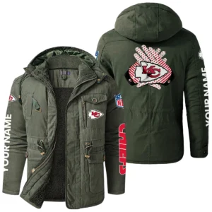 Kansas City Chiefs Windproof Fleece Jacket Hooded Custom Name