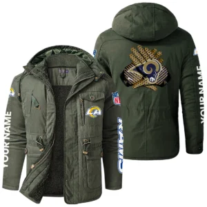 Los Angeles Rams Windproof Fleece Jacket Hooded Custom Name