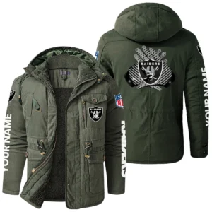 Las Vegas Raiders Windproof Fleece Jacket Hooded Custom Name