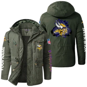 Minnesota Vikings Windproof Fleece Jacket Hooded Custom Name
