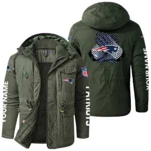 New England Patriots Windproof Fleece Jacket Hooded Custom Name
