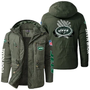 New York Jets Windproof Fleece Jacket Hooded Custom Name