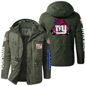 New York Giants Windproof Fleece Jacket Hooded Custom Name