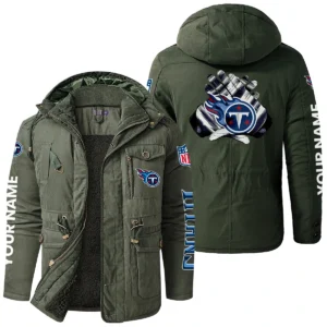 Tennessee Titans Windproof Fleece Jacket Hooded Custom Name