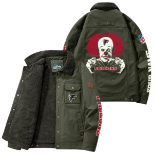 Atlanta Falcons Thick Fleece Jacket Button-Up Style Custom Name