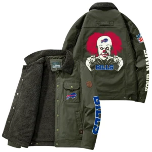 Buffalo Bills Thick Fleece Jacket Button-Up Style Custom Name