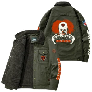 Chicago Bears Thick Fleece Jacket Button-Up Style Custom Name
