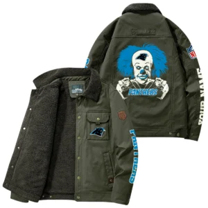 Carolina Panthers Thick Fleece Jacket Button-Up Style Custom Name