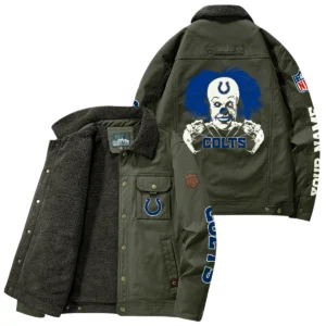 Indianapolis Colts Thick Fleece Jacket Button-Up Style Custom Name