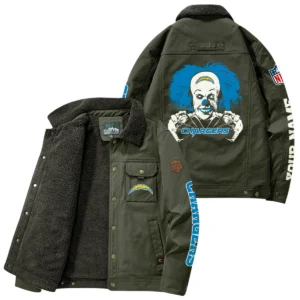 Los Angeles Chargers Thick Fleece Jacket Button-Up Style Custom Name