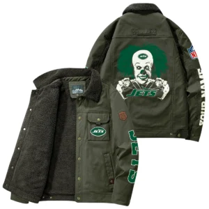 New York Jets Thick Fleece Jacket Button-Up Style Custom Name