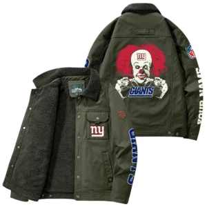 New York Giants Thick Fleece Jacket Button-Up Style Custom Name