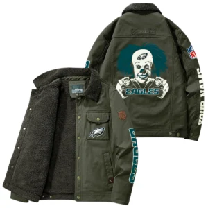 Philadelphia Eagles Thick Fleece Jacket Button-Up Style Custom Name