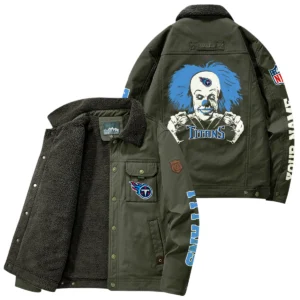 Tennessee Titans Thick Fleece Jacket Button-Up Style Custom Name