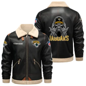 Jacksonville Jaguars PU Leather Fleece-Lined Bomber Jacket Winter Warm Coat Personalized Name