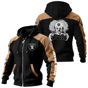 Las Vegas Raiders Zip-Up Hoodie Jacket Contrast Sleeves, Custom Name