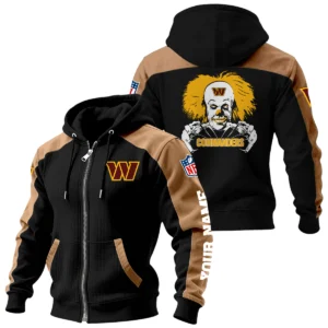 Washington Commanders Zip-Up Hoodie Jacket Contrast Sleeves, Custom Name