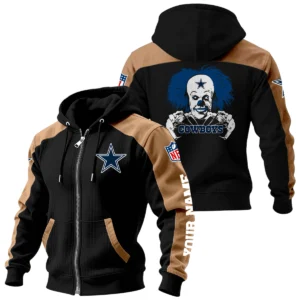 Dallas Cowboys Zip-Up Hoodie Jacket Contrast Sleeves, Custom Name