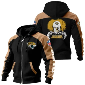 Jacksonville Jaguars Zip-Up Hoodie Jacket Contrast Sleeves, Custom Name