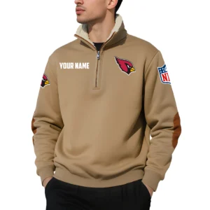 Arizona Cardinals Quarter Zip Sweatshirt Fleece-Lined Collar Custom Name