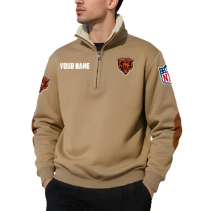 Chicago Bears Quarter Zip Sweatshirt Fleece-Lined Collar Custom Name