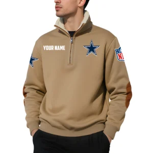 Dallas Cowboys Quarter Zip Sweatshirt Fleece-Lined Collar Custom Name