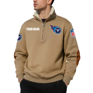 Tennessee Titans Quarter Zip Sweatshirt Fleece-Lined Collar Custom Name