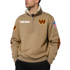 Washington Commanders Quarter Zip Sweatshirt Fleece-Lined Collar Custom Name