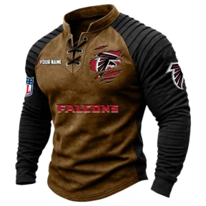 Atlanta Falcons Vintage Lace-Up Long Sleeve Shirt Custom Name