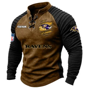 Baltimore Ravens Vintage Lace-Up Long Sleeve Shirt Custom Name