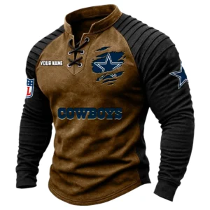 Dallas Cowboys Vintage Lace-Up Long Sleeve Shirt Custom Name