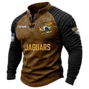 Jacksonville Jaguars Vintage Lace-Up Long Sleeve Shirt Custom Name