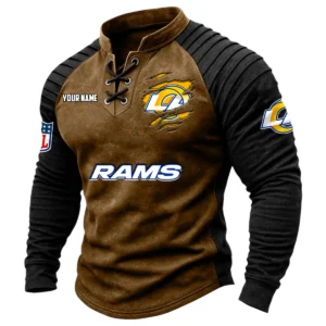 Los Angeles Rams Vintage Lace-Up Long Sleeve Shirt Custom Name
