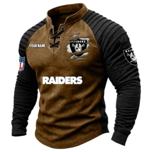 Las Vegas Raiders Vintage Lace-Up Long Sleeve Shirt Custom Name