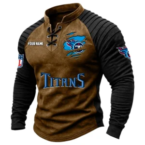 Tennessee Titans Vintage Lace-Up Long Sleeve Shirt Custom Name