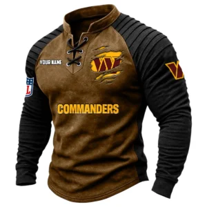 Washington Commanders Vintage Lace-Up Long Sleeve Shirt Custom Name