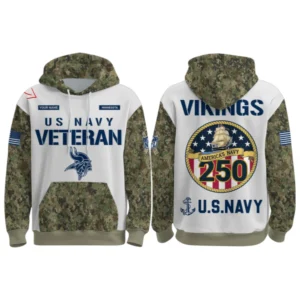 Minnesota Vikings x  US Navy 250th Birthday 3D Hoodie Limited 2026 Custom Your Name