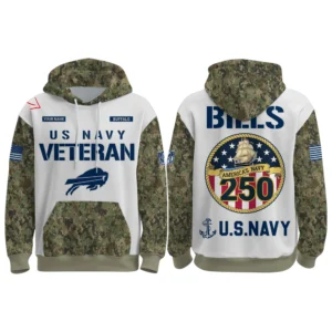 Buffalo Bills x  US Navy 250th Birthday 3D Hoodie Limited 2026 Custom Your Name