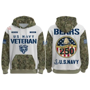 Chicago Bears x US Navy 250th Birthday 3D Hoodie Limited 2026 Custom Your Name