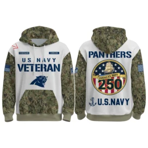 Carolina Panthers x  US Navy 250th Birthday 3D Hoodie Limited 2026 Custom Your Name