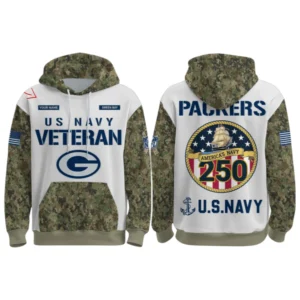 Green Bay Packers x US Navy 250th Birthday 3D Hoodie Limited 2026 Custom Your Name