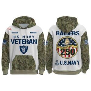 Las Vegas Raiders x US Navy 250th Birthday 3D Hoodie Limited 2026 Custom Your Name