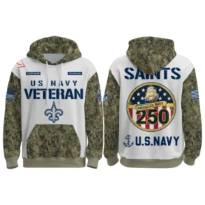 New Orleans Saints x US Navy 250th Birthday 3D Hoodie Limited 2026 Custom Your Name