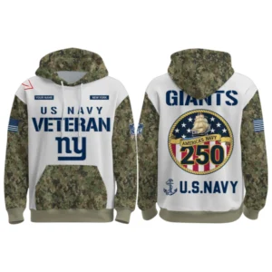 New York Giants x US Navy 250th Birthday 3D Hoodie Limited 2026 Custom Your Name
