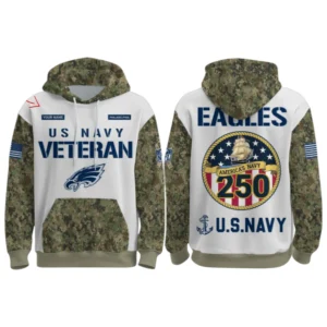 Philadelphia Eagles x US Navy 250th Birthday 3D Hoodie Limited 2026 Custom Your Name