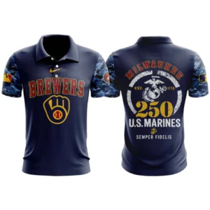 Milwaukee Brewers x US Marine Semper Fidelis 250th Birthday 3D Polo Limited 2026