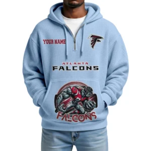 Atlanta Falcons x Quarter Zip Waffle Knit Hoodie Custom Your Name