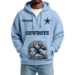 Dallas Cowboys x Quarter Zip Waffle Knit Hoodie Custom Your Name