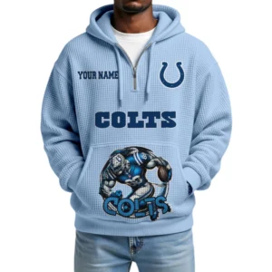 Indianapolis Colts x Quarter Zip Waffle Knit Hoodie Custom Your Name
